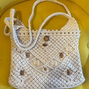 Handcrafted Vintage Cream Crochet Bag